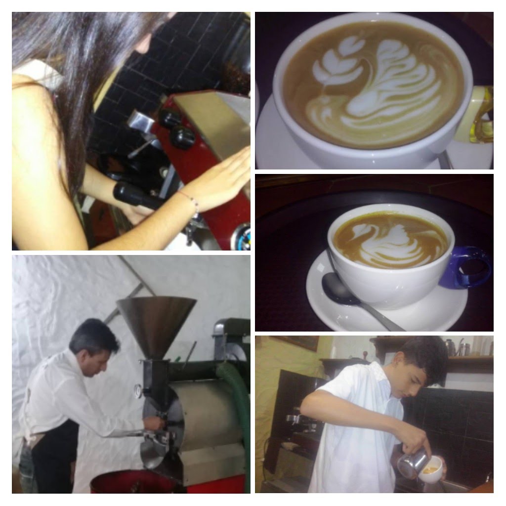 Baristas y tostador en Caroai Cafe